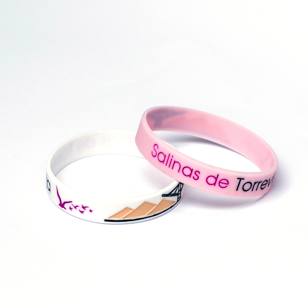 Pulseras silicona color blanco y rosa 